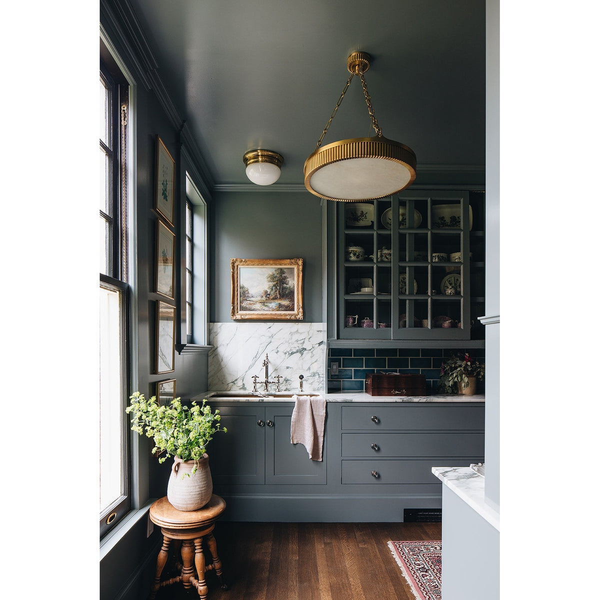 alden alabaster disc chandelier aged brass