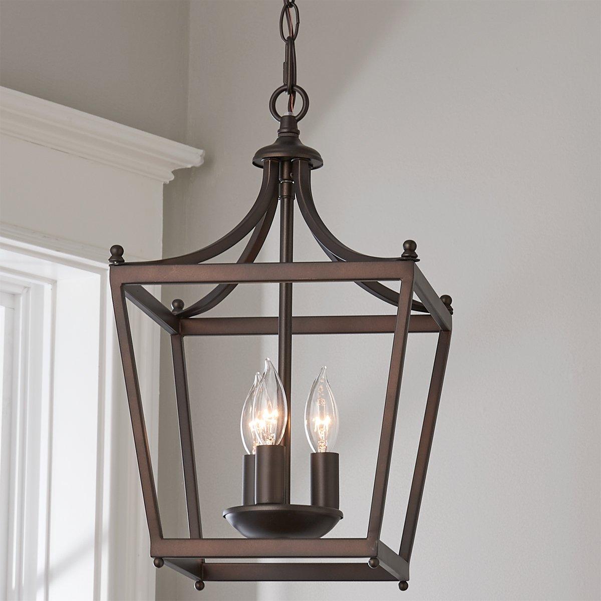 3-light black iron lantern pendant chandelier