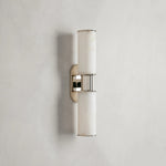 Harlin Double Sconce in Alabaster Nickel