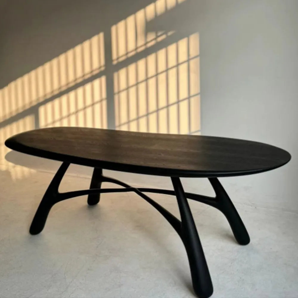 Black Oval Dining Table – Classic Solid Wood Table for Dining Rooms