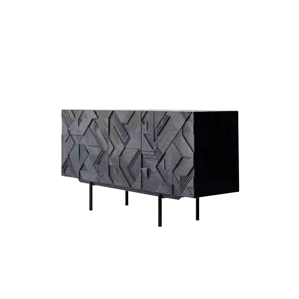 Solid Wood Sideboard – Modern Industrial Black Storage Cabinet