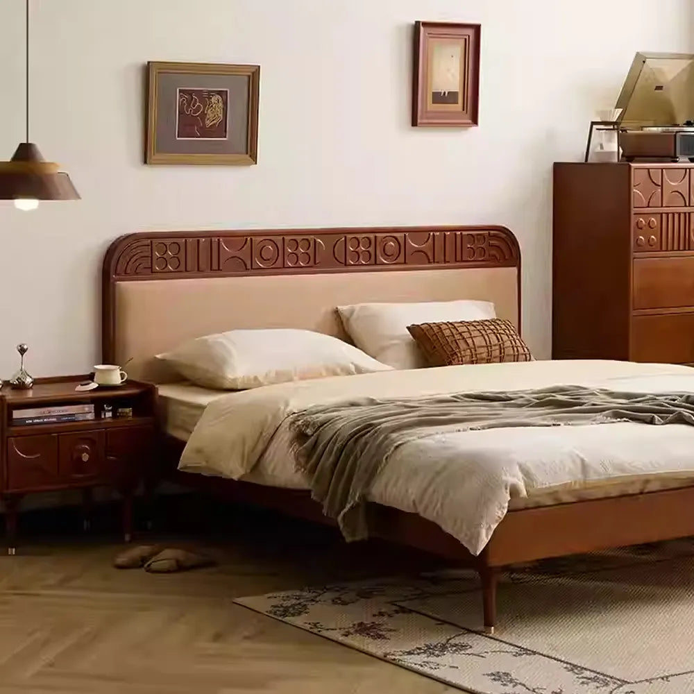 Wood Platform Bed with Headboard image 1