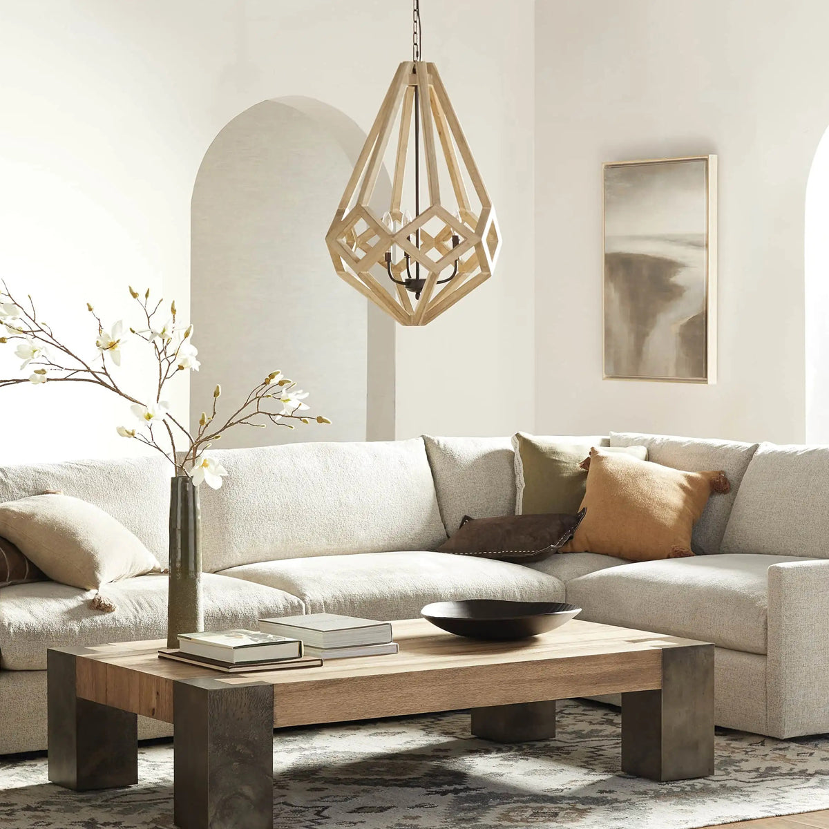 Wooden Prism Chandelier in Natural