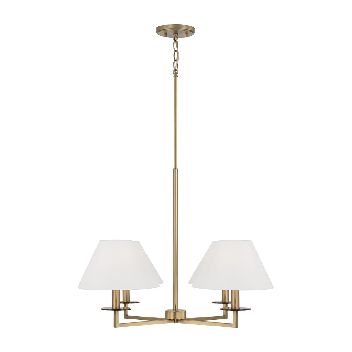 Aged Brass Four Light Fabric Shade Chandelier view 1