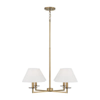 Aged Brass Four Light Fabric Shade Chandelier view 1