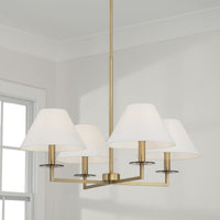 Aged Brass Four Light Fabric Shade Chandelier view 2