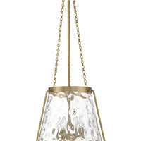 Warm Brass Clear Glass Lantern Pendant clean detail view