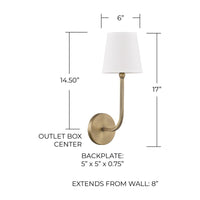 Aged Brass Fabric Shade Wall Sconce view 4