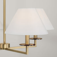 Aged Brass Four Light Fabric Shade Chandelier view 4