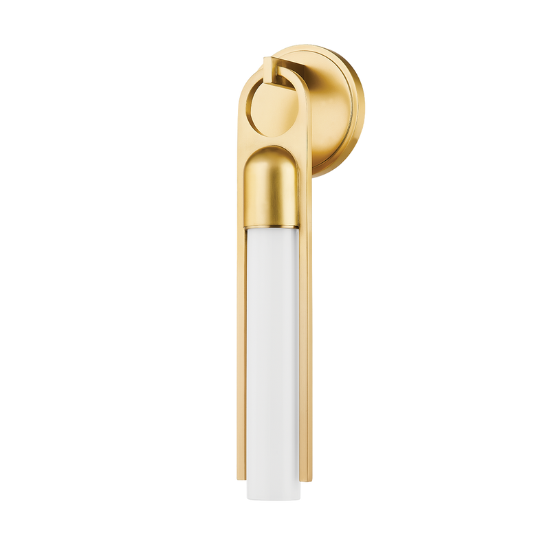 ellis opal glass wall sconce aged brass