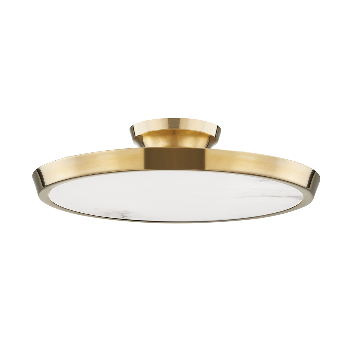 draper led flush mount aged brass