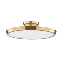 draper led flush mount aged brass