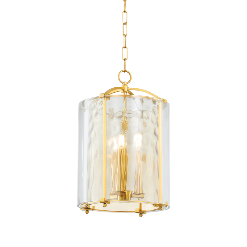 emery water glass lantern pendant aged brass