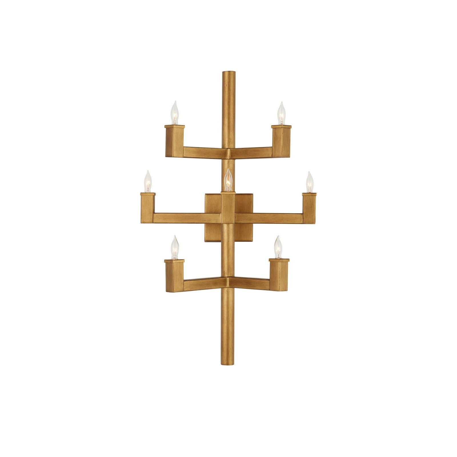 linear brass candle wall sconce