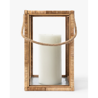 Rattan & Glass Lantern