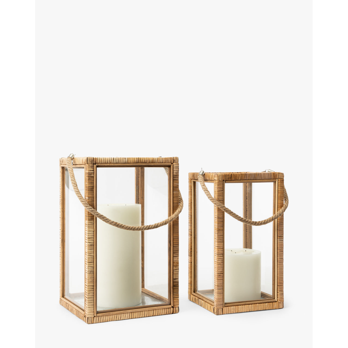 Rattan & Glass Lantern