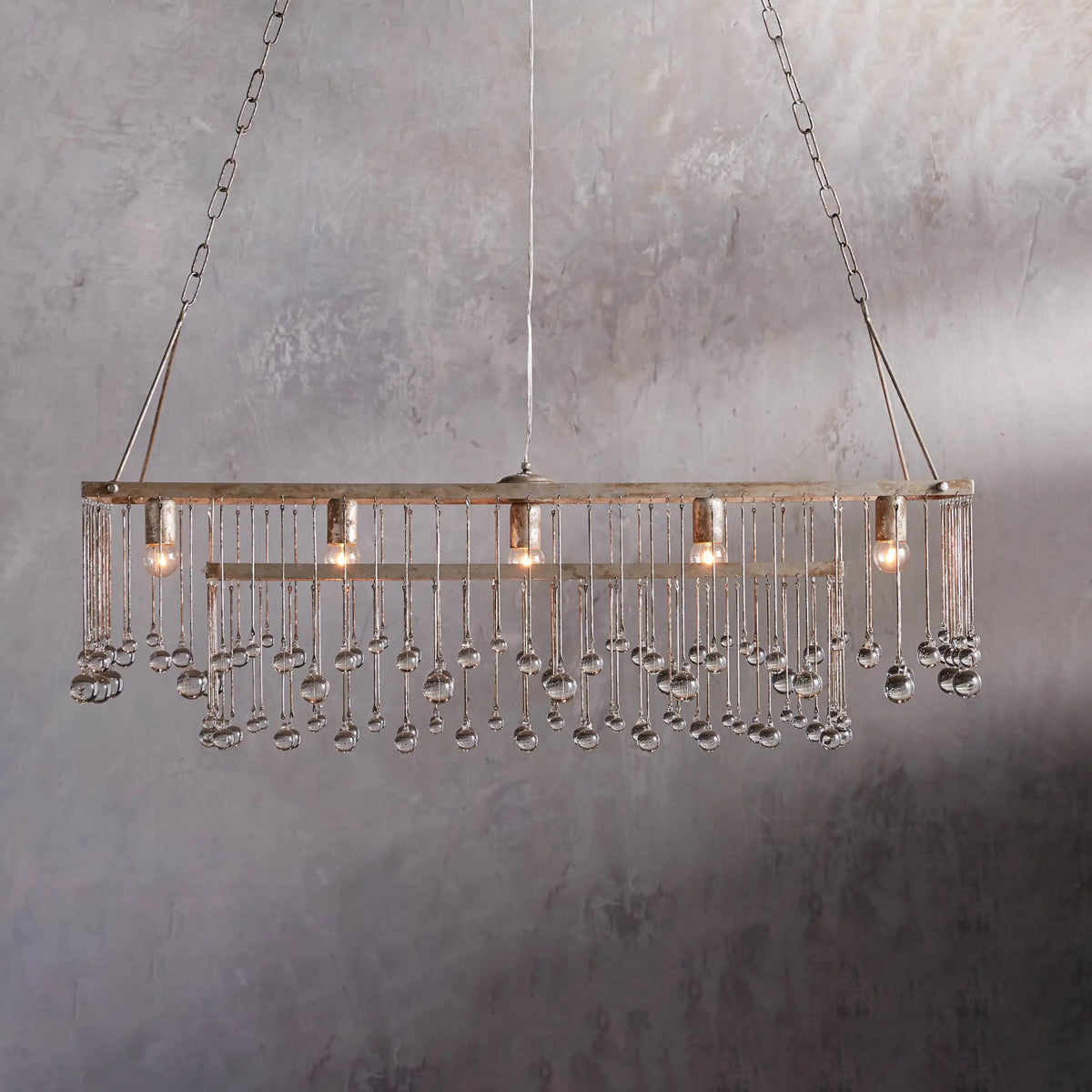 Aubrey Rectangular Chandelier in Silver
