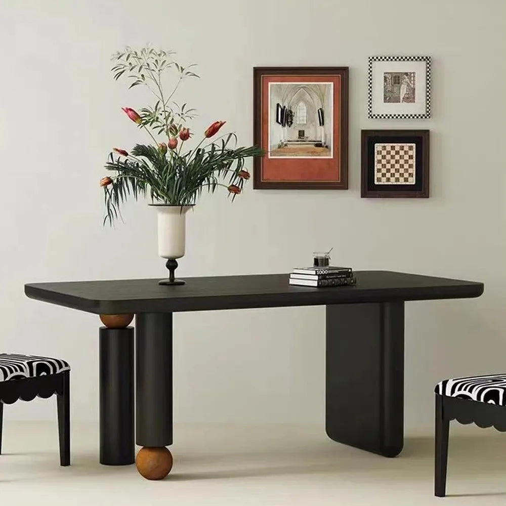 Black Dining Room Table - Unique Rectangle Table for Modern Dining Spaces