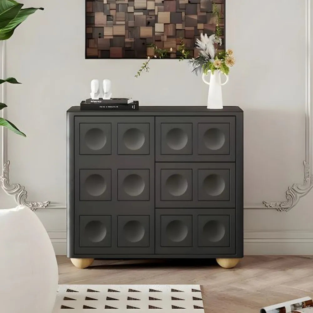 Black Furniture Living Room Cabinet - Stylish Chest of Drawers for Storage