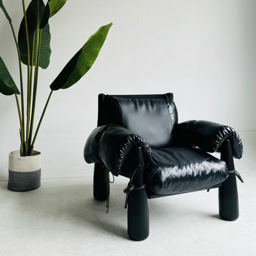 Black Leather Chair - Stylish Upholstered Chairs for Modern Living Room Furniture