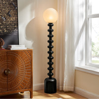 Marlow Bobbin Wood Globe Floor Lamp