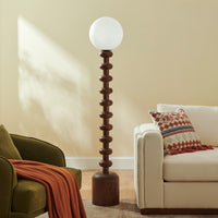 Marlow Bobbin Wood Globe Floor Lamp
