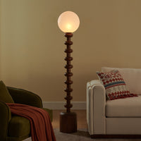 Marlow Bobbin Wood Globe Floor Lamp