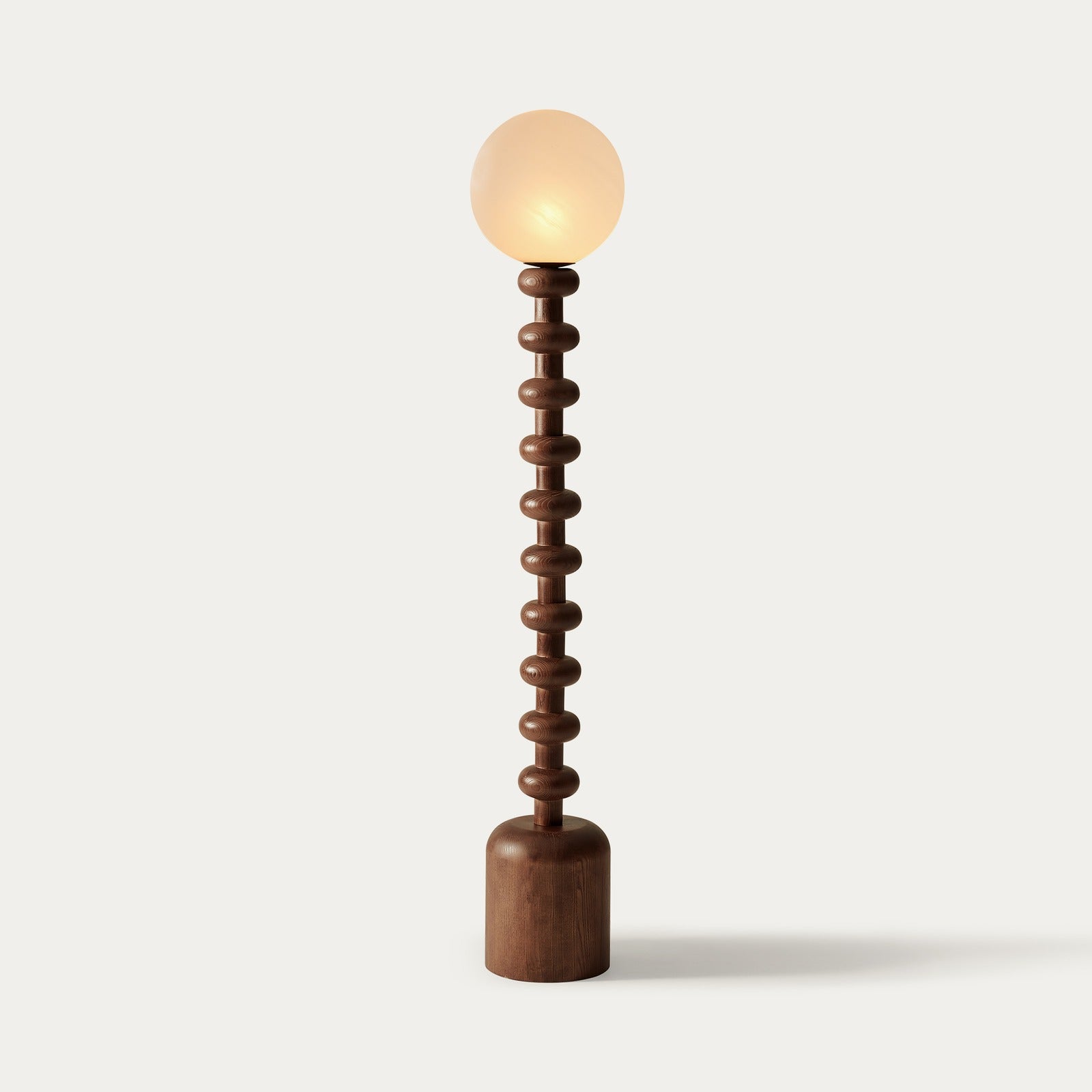 Marlow Bobbin Wood Globe Floor Lamp