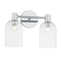 Cassio Aged Brass 2-Light Vanity Sconce with Clear Glass Cloche