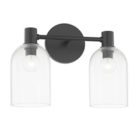 Cassio Aged Brass 2-Light Vanity Sconce with Clear Glass Cloche
