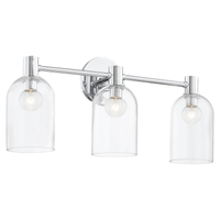 Cassio Aged Brass 2-Light Vanity Sconce with Clear Glass Cloche