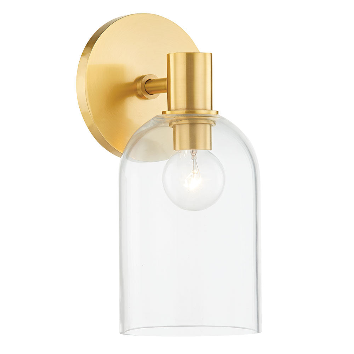 Cassio Aged Brass 2-Light Vanity Sconce with Clear Glass Cloche