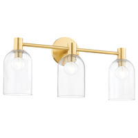 Cassio Aged Brass 2-Light Vanity Sconce with Clear Glass Cloche