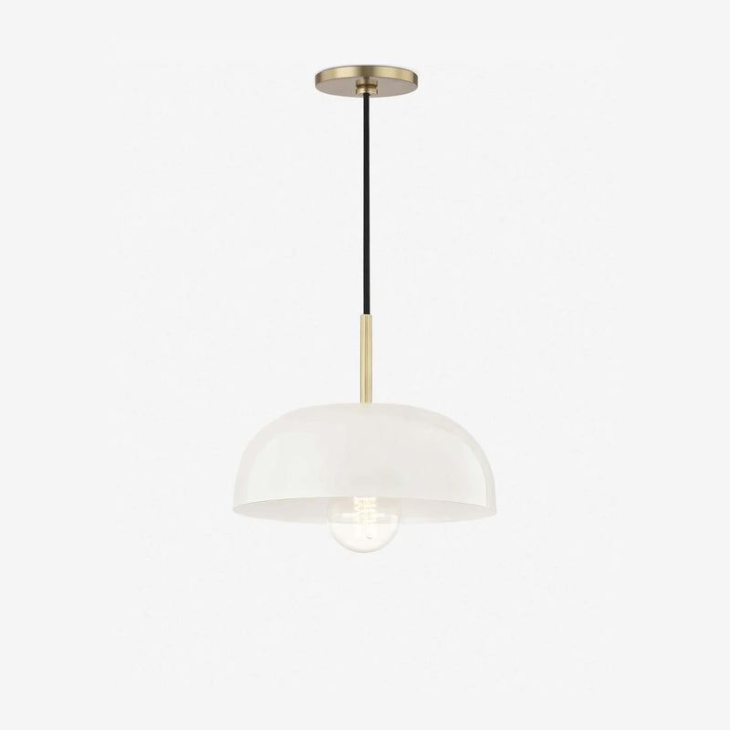 Dea Aged Brass Cream Dome Pendant Light