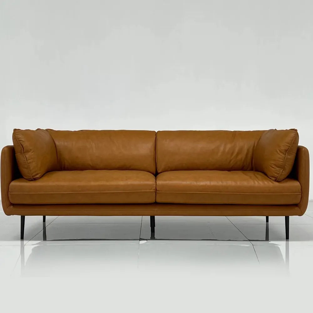 Brown Leather Sofa image 1