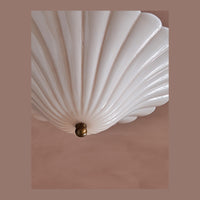 Gladstone Aged Brass Blush Glass Flush Mount Light
