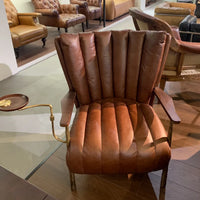 Comfy Accent Chair Metal Leg Brown Oil Imitation Leather Lounge Chair Modern Living Room Furniture