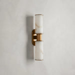 Harlin Double Sconce in Alabaster Brass