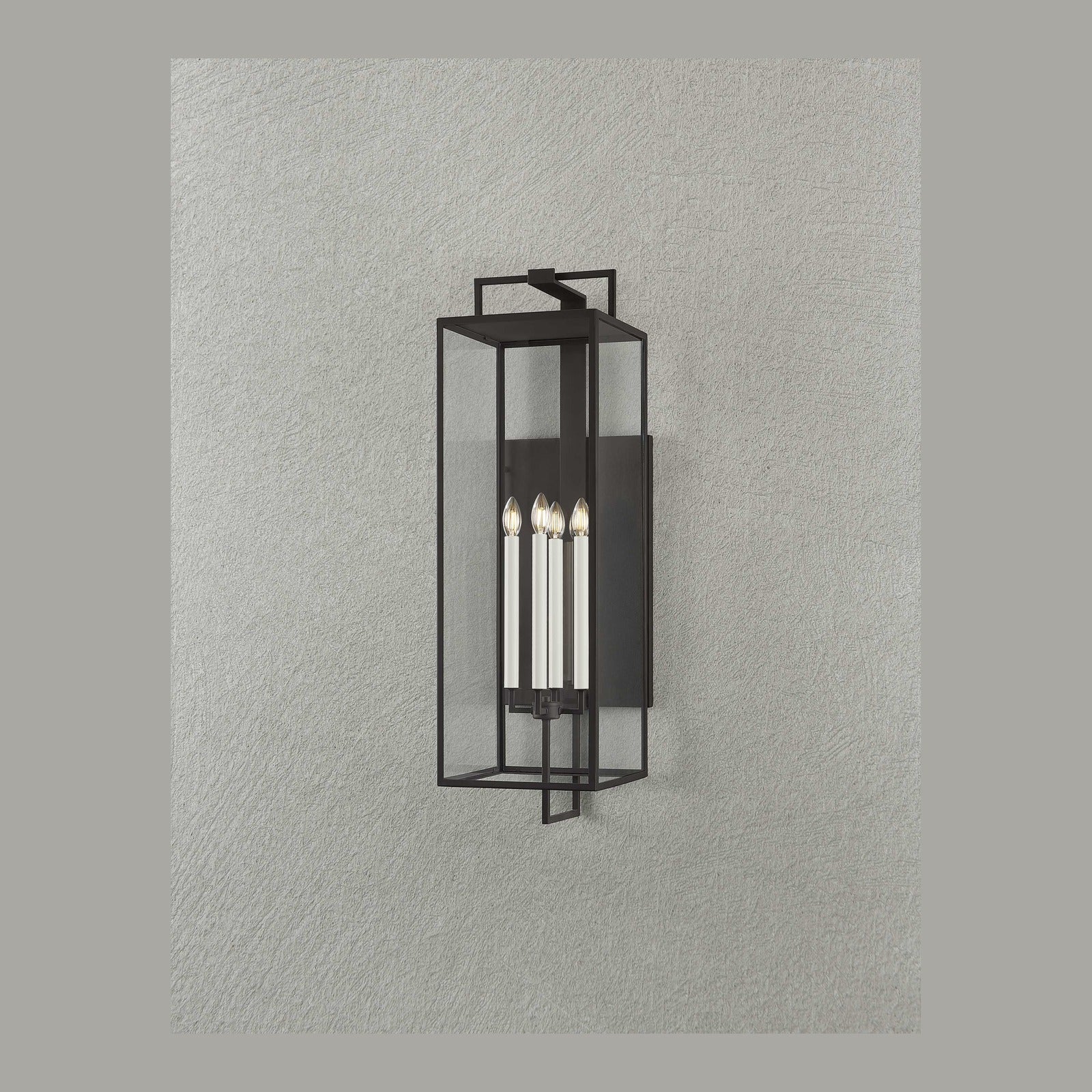 Judy Forged Iron Clear Glass Indoor Outdoor Lantern Sconce