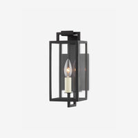 Judy Forged Iron Clear Glass Indoor Outdoor Lantern Sconce