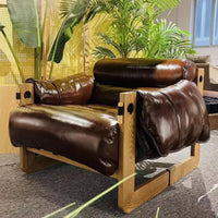 Leather Chaise Lounge with Knot-Free Ash Wood for a Comfortable Sofa Chair