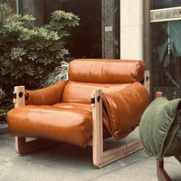 Leather Chaise Lounge with Knot-Free Ash Wood for a Comfortable Sofa Chair