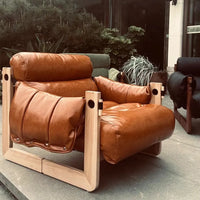 Leather Chaise Lounge with Knot-Free Ash Wood for a Comfortable Sofa Chair