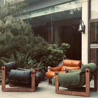 Leather Chaise Lounge with Knot-Free Ash Wood for a Comfortable Sofa Chair