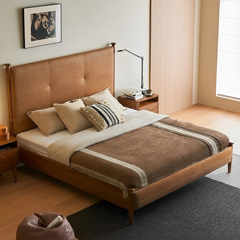 Mid-Century Ash Wood Bed Frame image 1
