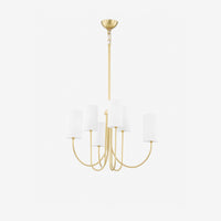 Midford Aged Brass Linen Shade Chandelier 8-Light