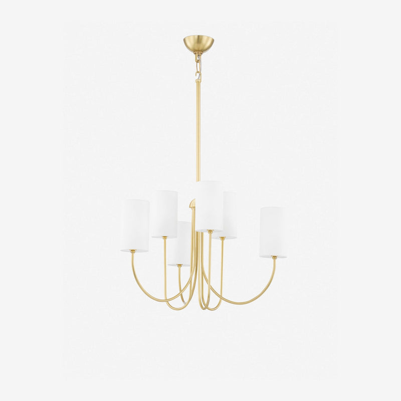 Midford Aged Brass Linen Shade Chandelier 8-Light