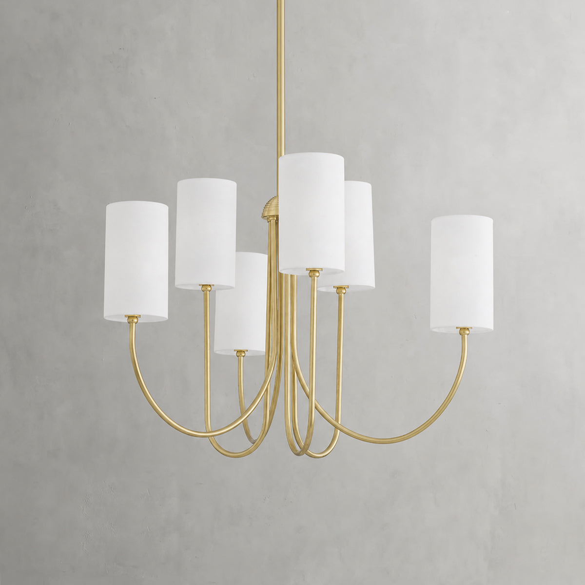 Midford Aged Brass Linen Shade Chandelier 8-Light
