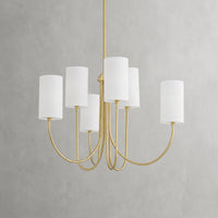 Midford Aged Brass Linen Shade Chandelier 8-Light