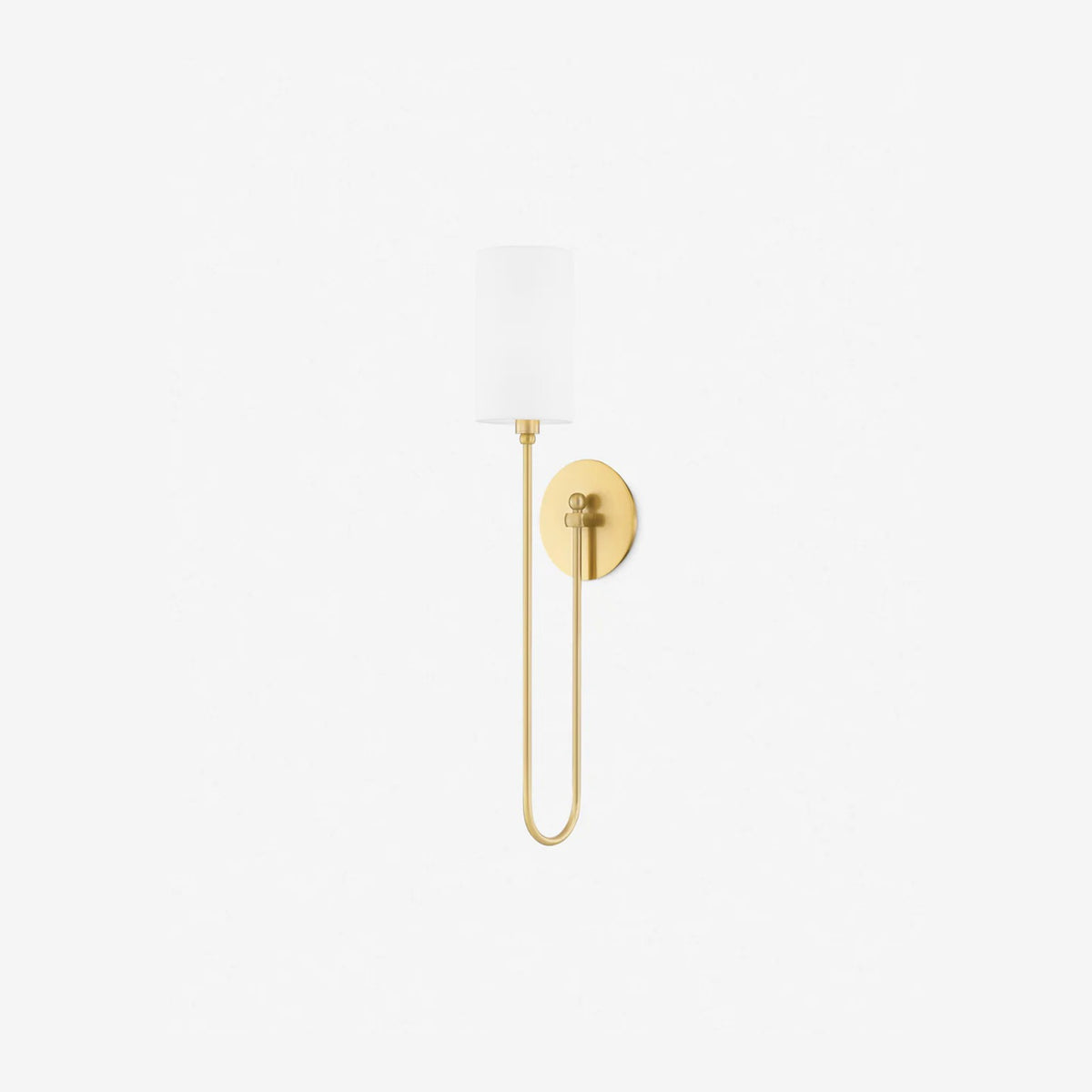 Midford Aged Brass White Linen Wall Sconce